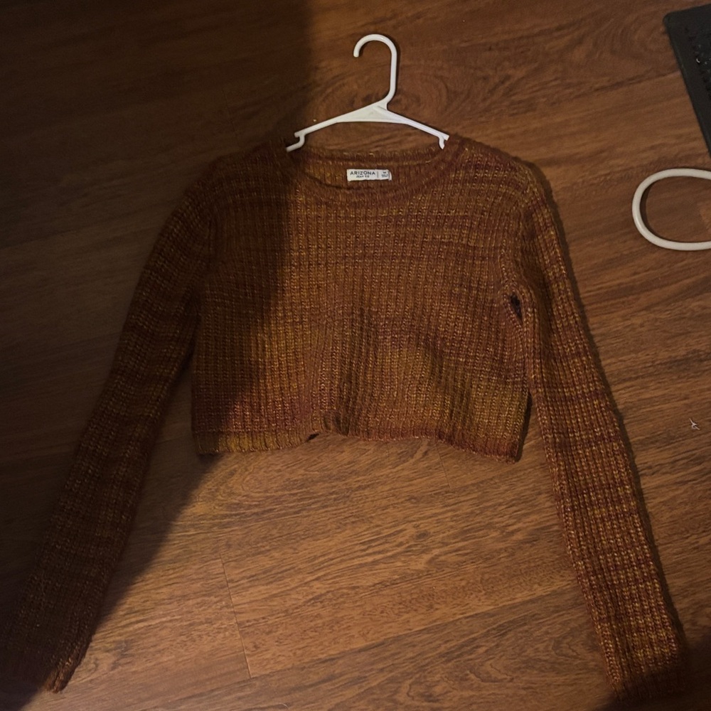 Orange Cropped Knit Sweater